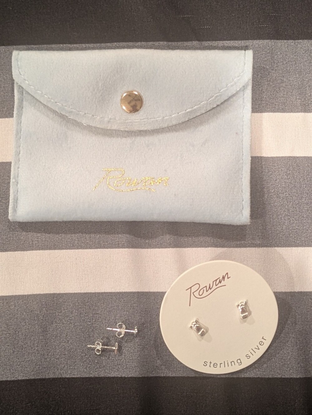 2 pairs Rowan Sterling Silver Backpack and Flower with Leaf Stud Earrings NEW